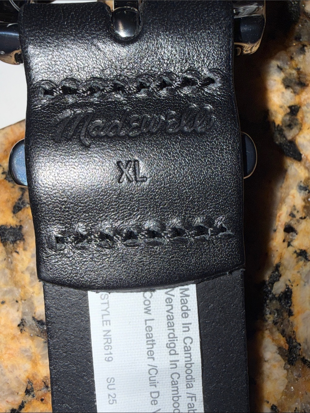 Madewell Studded Western True Black Leather Belt, Size X-Large, NWT - Picture 5 of 6